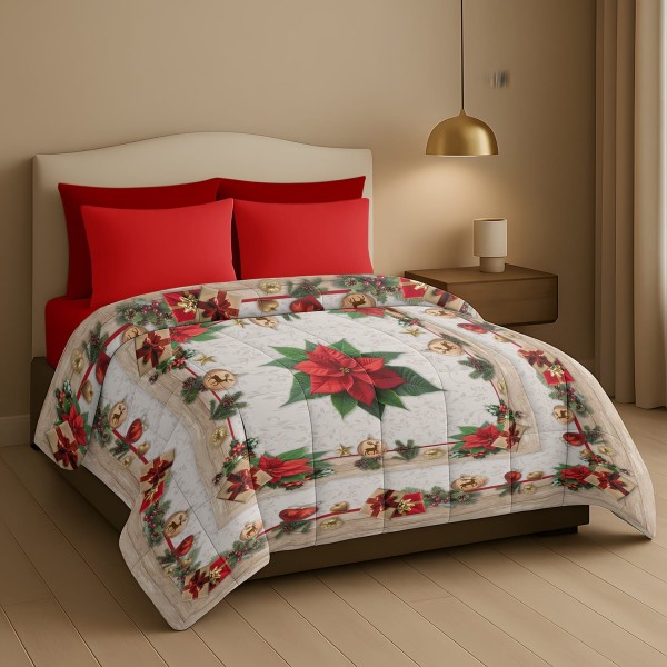 Trapunta Natalizia Matrimoniale –Stella di natale–  Stile e Comfort per le Feste