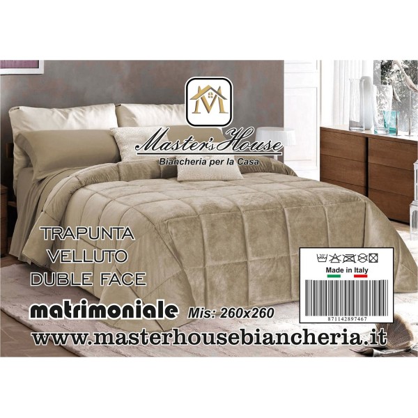 Trapunta Matrimoniale Luxury in Velluto Double Face 260x260 - Eleganza e Calore in Vari Colori