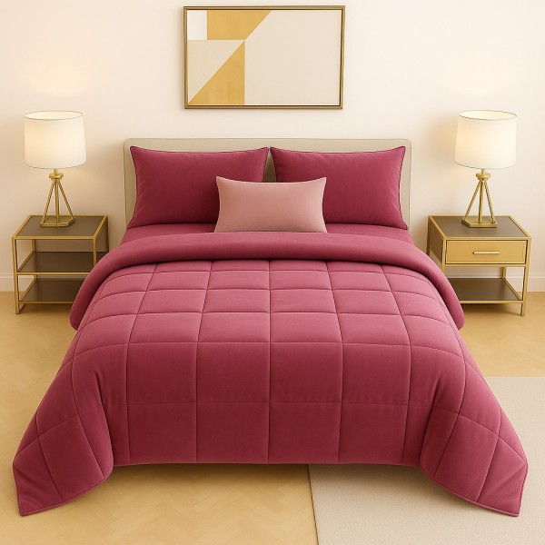 Trapunta Matrimoniale rosso  in Microfibra Morbida e Calda – Piumone Invernale Elegante e Traspirante