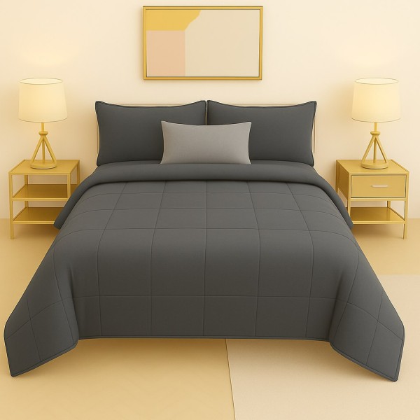 Trapunta Matrimoniale Grigio Antracite in Microfibra Morbida e Calda – Piumone Invernale Moderno,