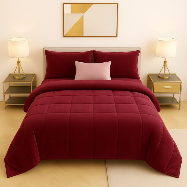 Trapunta Matrimoniale Bordeaux in Microfibra Morbida e Calda – Piumone Invernale Elegante e Traspirante