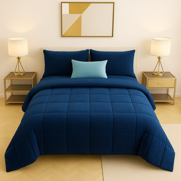 Trapunta Matrimoniale Blu Notte in Microfibra Morbida e Calda – Piumone Invernale Elegante