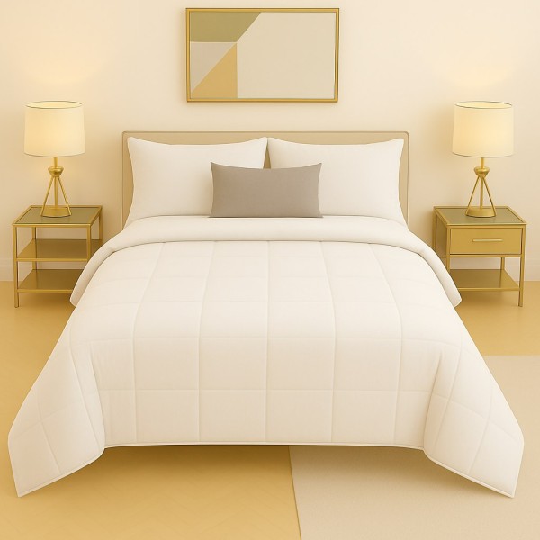 Trapunta Matrimoniale Color Panna in Microfibra Morbida e Calda – Piumone Invernale Elegante, Traspirante e Anallergico –