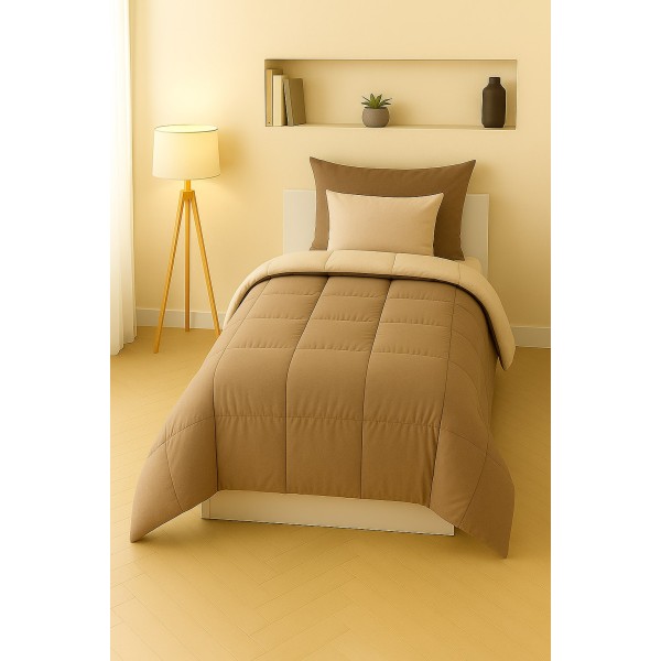 copy of Trapunta Singola Bicolore Beige e Nocciola in Microfibra Morbida – Piumone Invernale Caldo