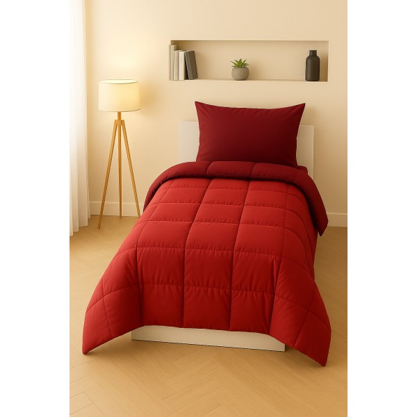 Trapunta Singola Rossa in Microfibra Morbida – Piumone Invernale Caldo, Traspirante e Anallergico per Letto Singolo