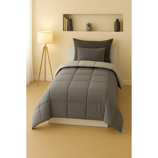 rapunta Singola Bicolore Grigio e Tortora – Piumone Invernale Caldo in Microfibra Morbida e Anallergica