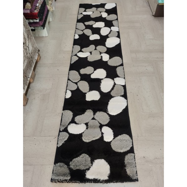 Guida Corridoio Pelo Alto Nero Grigio 70x290 cm – Design Onde e Ciottoli Moderno (Modello Macchie)