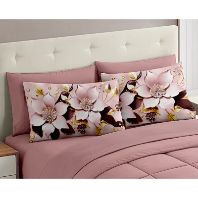 Set Completo Letto Matrimoniale dis.01 - 100% Cotone con Angoli a Molla e Federe Digitali Omaggio