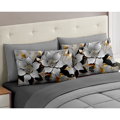 Set Completo Letto Matrimoniale dis.01 - 100% Cotone con Angoli a Molla e Federe Digitali Omaggio