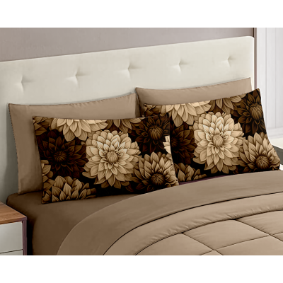 Completo Letto Matrimoniale dis.02 - 100% Cotone con Angoli a Molla e Federe Digitali Omaggio