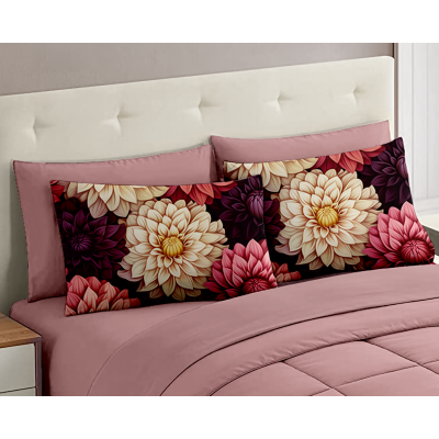 Completo Letto Matrimoniale dis.02 - 100% Cotone con Angoli a Molla e Federe Digitali Omaggio