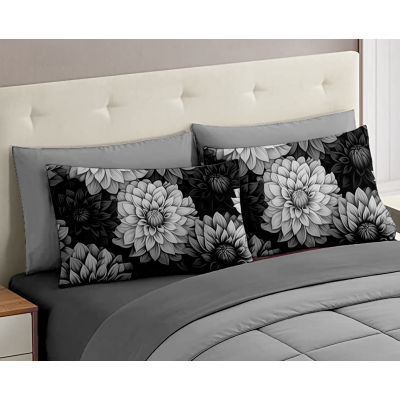 Completo Letto Matrimoniale dis.02 - 100% Cotone con Angoli a Molla e Federe Digitali Omaggio