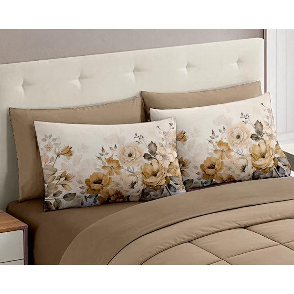 Completo Letto Matrimoniale dis.03 - 100% Cotone con Angoli a Molla e Federe Digitali Omaggio