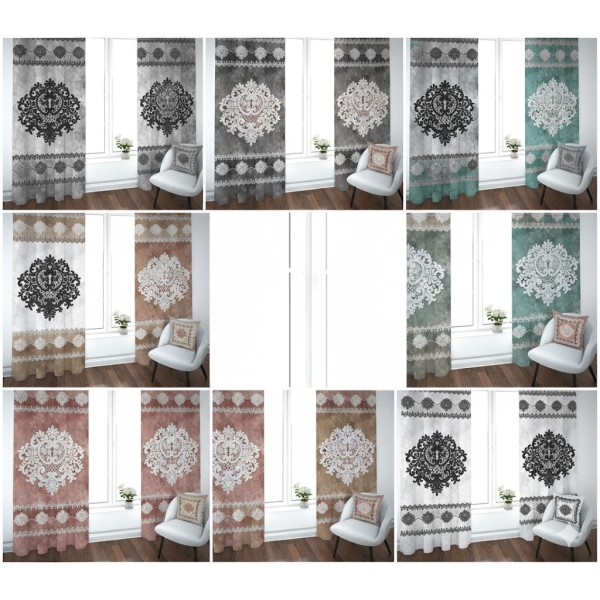 Coppia Tende con Stampa Digitale Effetto Pizzo | Tessuto Fiammetta 100% Poliestere Linea Reprodè