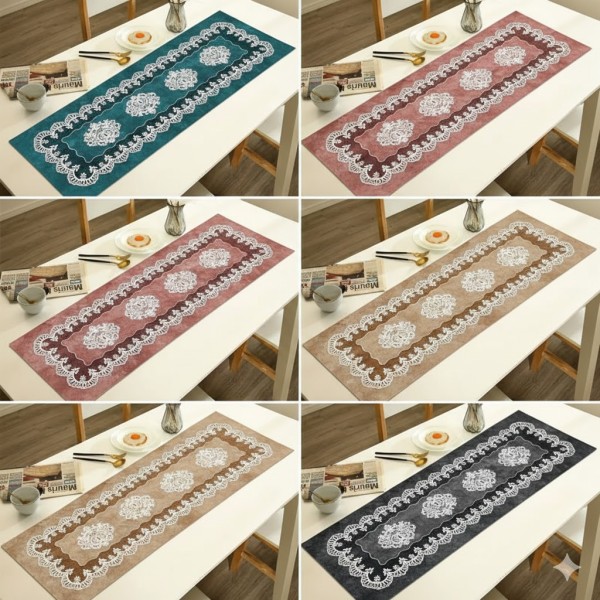 Runner Tavola con Stampa Digitale Effetto Pizzo | Tessuto Fiammetta 100% Poliestere | Made in Italy | Linea Reprodè