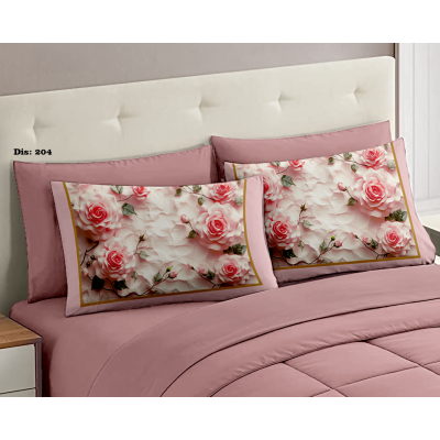 Completo Letto Matrimoniale dis. 204 - 100% Cotone con Angoli a Molla e Federe Digitali Omaggio