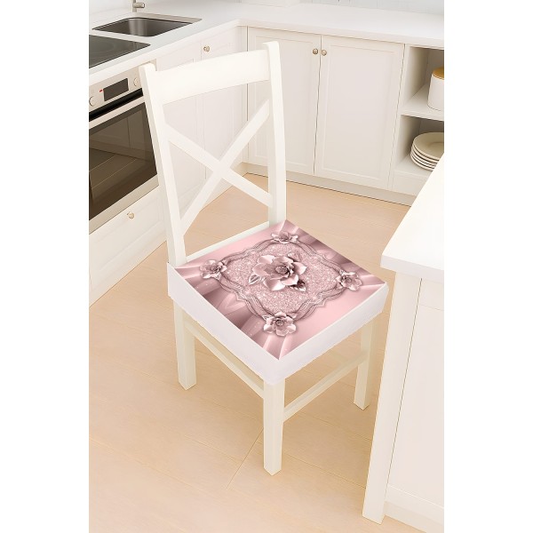 Cuscino Coprisedia Fascia Elastica Linea Iron 40x40 cm | Stampa 3D Floreale Rosa | Riccio Bianco