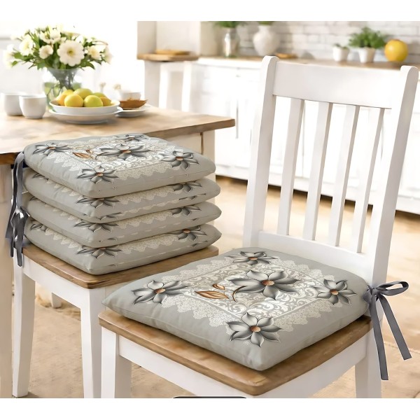 Set 6 Cuscini per Sedia 40x40 Linea Ceramica con Lacci – Microfibra | Shabby Chic