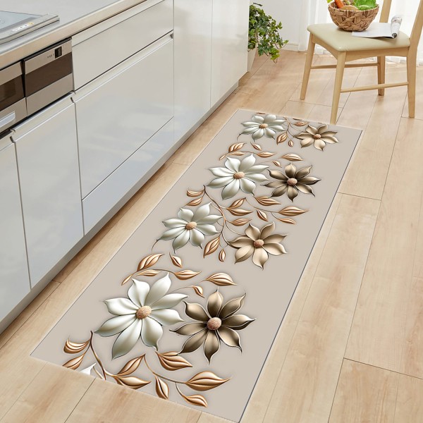 Tappeto Cucina Passatoia Linea Ceramica – Fantasia Floreale 3D | Antiscivolo Shabby Chic