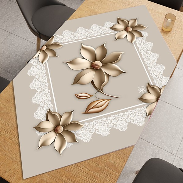 Quadrato da Tavola Linea Ceramica 100% Poliestere | Stampa Floreale 3D | 90x90 cm | 3 Colori