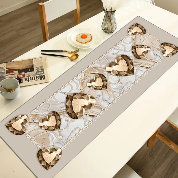Runner Tavola Linea Diamante Centrotavola Stampa Cuori Gioiello – 100% Poliestere – 4 Colori