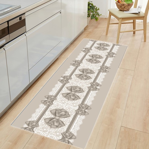 Tappeto Cucina Linea Fiocco con Decori a Pizzo e Fiocchi – 100% Poliestere, 3 Colorazioni Disponibili