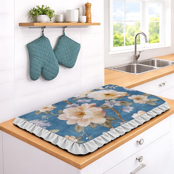 Coprifornelli con Balze Linea Flower new 46x70 cm Stampa Floreale – 100% Poliestere, 5 Colori Disponibili