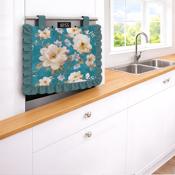 Copriforno con Balze e Stampa Floreale Linea Flower New 40x50 cm – 100% Poliestere, 5 Colori Disponibili