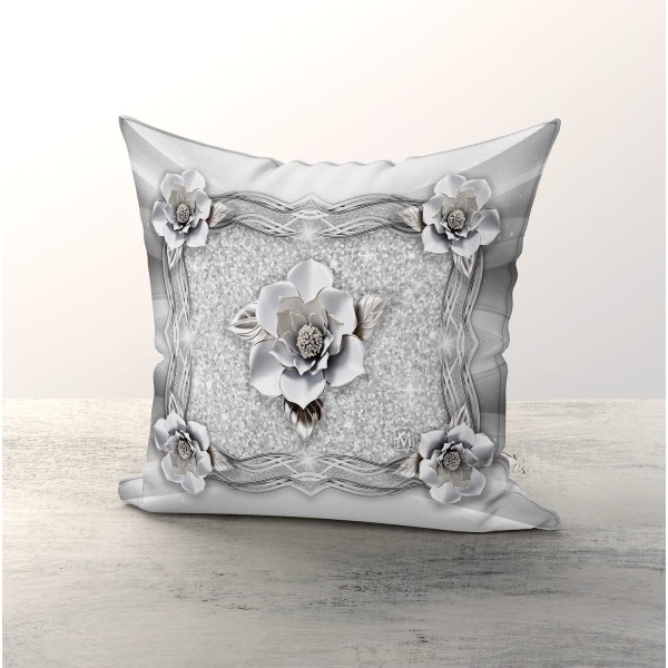 Coppia Cuscini Decorativi Linea Iron 42x42 cm 100% Poliestere | Stampa 3D Floreale | 4 Colori