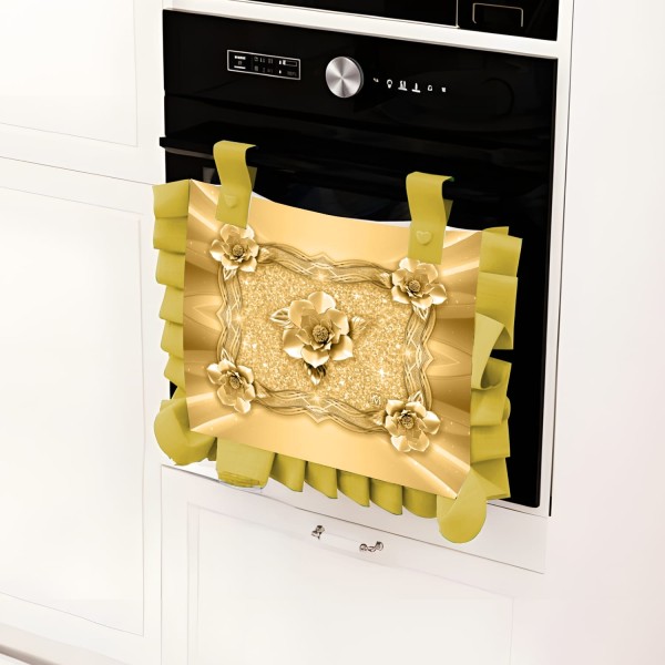 Copriforno Linea Iron 40x50 cm 100% Poliestere | Stampa 3D Floreale con Balza | 4 Colori