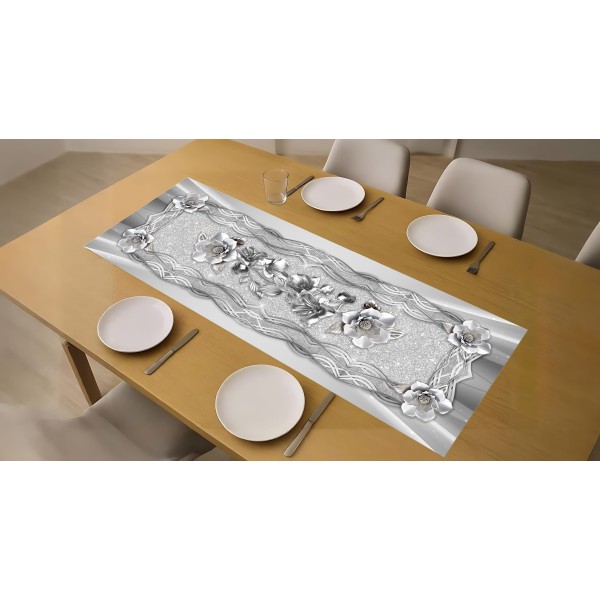 Runner 140X50CM da Tavola Linea Iron 100% Poliestere | Stampa 3D Floreale | 4 Colori | Coordinato