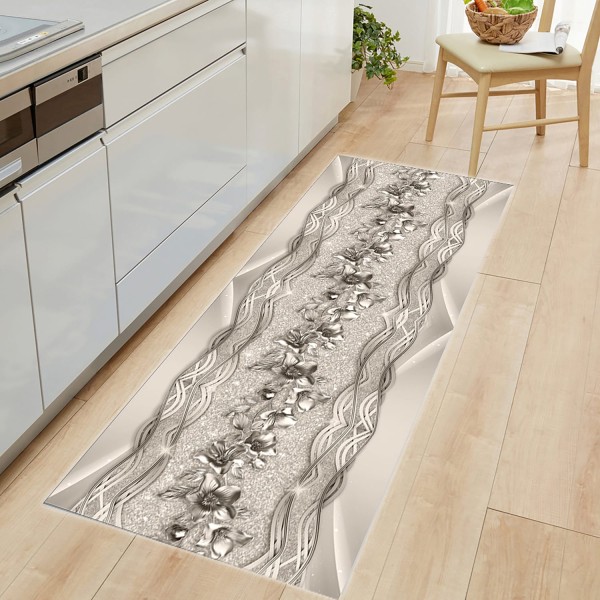 Tappeto Cucina Passatoia Linea Iron [XXxXX cm] 100% Poliestere | Stampa 3D Floreale | 3 Colori