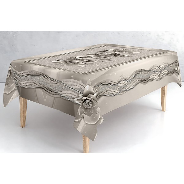 Tovaglia 12 Posti Linea Iron 240x145 cm 100% Poliestere | Stampa 3D Floreale | 4 Colori | Elegante
