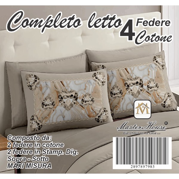 Set Completo Letto Matrimoniale Diamond - Eleganza in 100% Cotone, Maxi Misura, Colori Vari