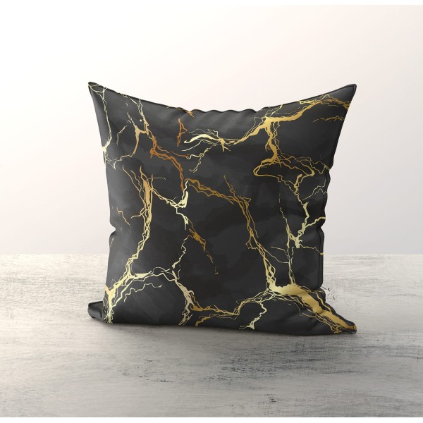 Coppia Cuscini Decorativi Linea Marmo 42x42 cm 100% Poliestere | Effetto Marmo Oro | 7 Colori