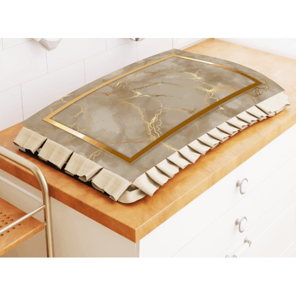 Coprifornello Linea Marmo 46x70 cm 100% Poliestere | Stampa Effetto Marmo Oro | 6 Colori | Balza