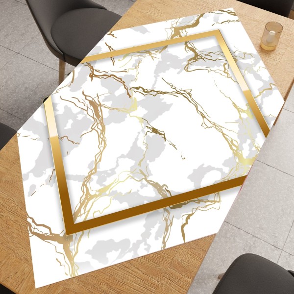 Centro Tavola Quadrato Linea Marmo 90x90 cm 100% Poliestere | Effetto Marmo Oro | 7 Colori