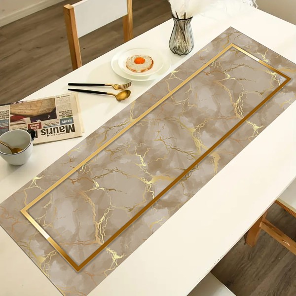 Runner da Tavola Linea Marmo 140x50 cm 100% Poliestere | Effetto Marmo Oro | 7 Colori