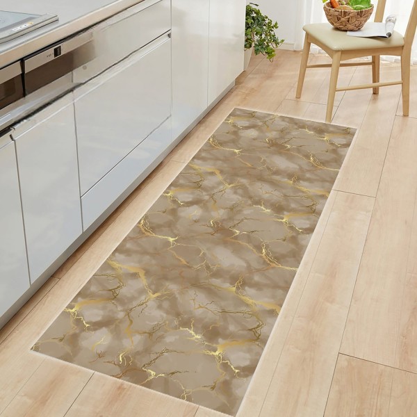 Tappeto Cucina Effetto Marmo con Venature Dorate – Passatoia Moderna Disponibile in 7 Colori
