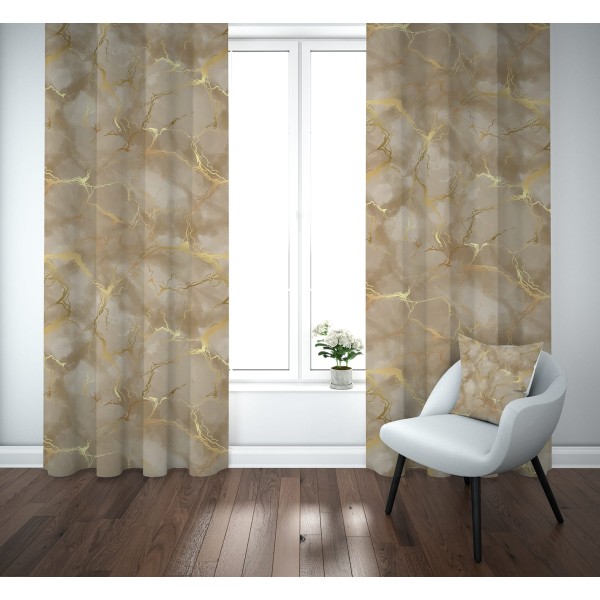 Coppia Tende Effetto Marmo con Venature Dorate – Pannelli 140x290 cm in Poliestere