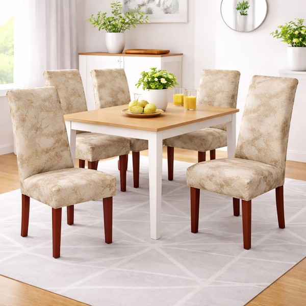 Set 6 Vestisedia Elastici Effetto Marmo con Venature Dorate – Stampa Digitale Lavabili in Lavatrice