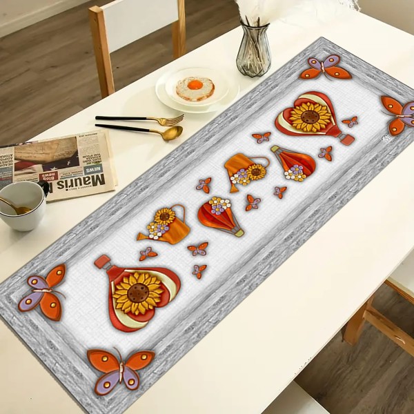 Runner da Tavola 140x50 cm Stampa Mongolfiera con Girasoli e Farfalle – 100% Poliestere Linea Mongolfiera