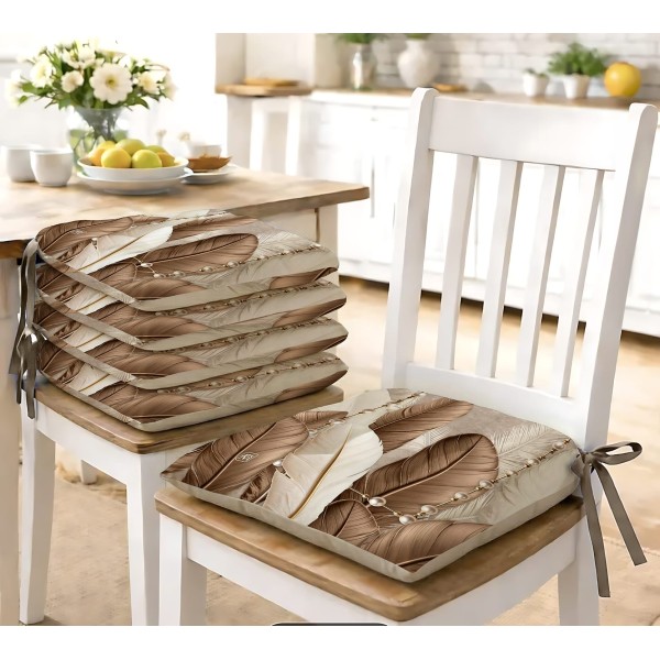 Set 6 Cuscini Sedia 40x40 cm con Lacci Linea Tropical Piume e Perle – 5 Colorazioni 100% Poliestere