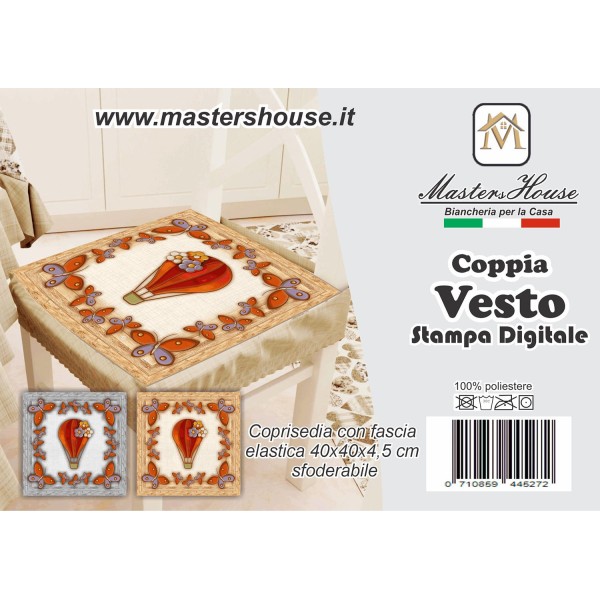 Coppia di Cuscini Coprisedia con Fascia Elastica Linea Classic 40x40 - Eleganza Vintage e Comfort, Made in Italy