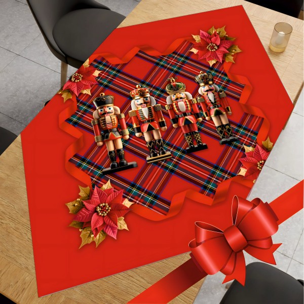 Linea Cucina Schiaccianoci su Fondo Rosso – Eleganza Natalizia con Motivi Classici