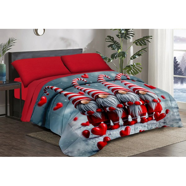 Trapunta Natalizia Matrimoniale – Babbo Natale con Cuore –  Stile e Comfort per le Feste