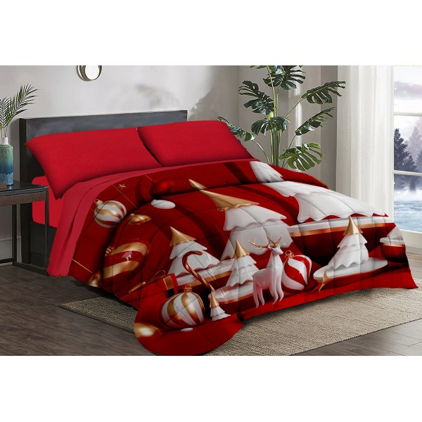 Trapunta Natalizia Matrimoniale – Alberi Natalizi  –  Stile e Comfort per le Feste