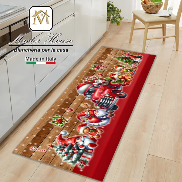 Tappeto Natalizio – Babbo Natale con Gnomi   – Comfort e Magia per la Tua Casa