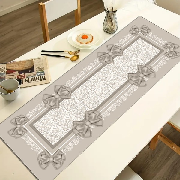 Runner da Tavola 150x50 cm Linea Fiocco con Decori a Pizzo – 100% Poliestere, 3 Colorazioni Disponibili