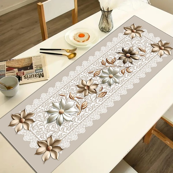 Runner da Tavolo Linea Ceramica100x100 cm | Stampa Floreale 3D Microfibra Poliestere